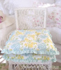 AQUA YELLOW FLOWERS RUFFLED CHAIR CUSHIONS BEACH COTTAGE CHIC